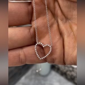 18k solid white gold diamond Heart pendant